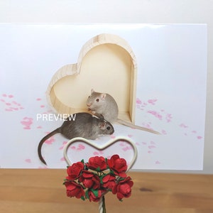 Cute Gerbil Anniversary Card, 2 Gerbils With Wood Heart, A6 Animal Anniversary Card, Anniversary Gift