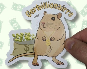 Pegatina grande de jerbo, pegatina de roedor, pegatina de mascota, pegatinas de animales lindos, regalo de jerbo
