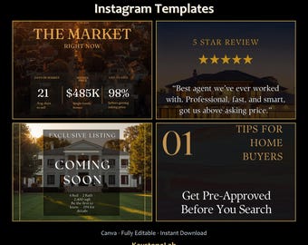 20 Real Estate Instagram Templates Canva | Realtor Social Media Pack | Just Listed Open House | Editable Agent Posts Instant Download