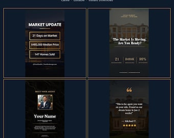 20 Real Estate Reels & Stories Templates Canva | Realtor Stories | Just Listed Just Sold Open House | Editable Agent Reels Instant Download