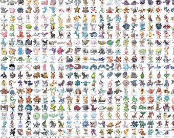 Pokemon Heroes Digital Art Print, All Characters (PNG)