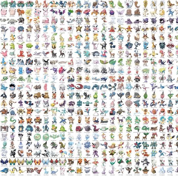 NFT All Pokemon Heroes With Names Collection Wall Art Digital Etsy