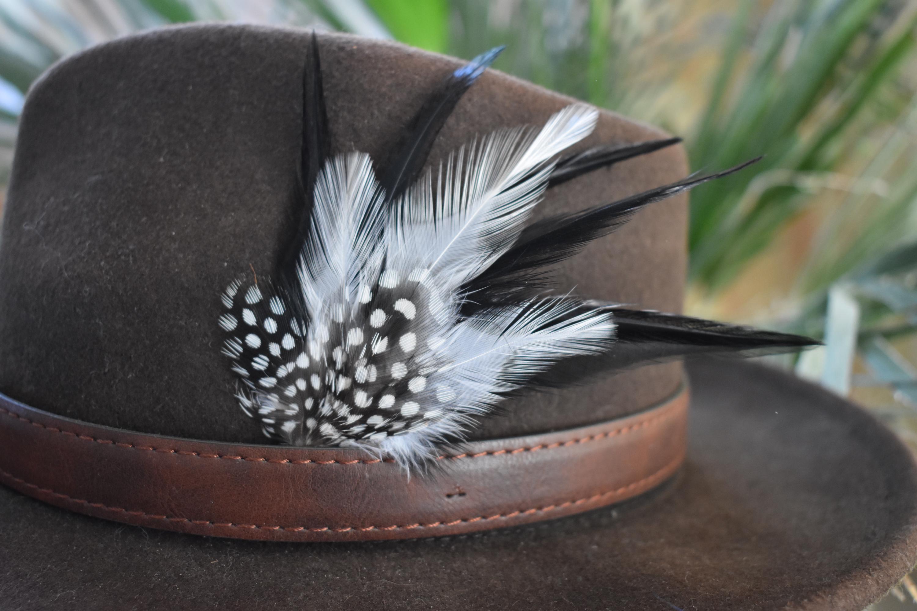 Black and Brown Distressed Hat with Feather Sauvage Daughter ​Crafted from black wool felt with a  main image 2