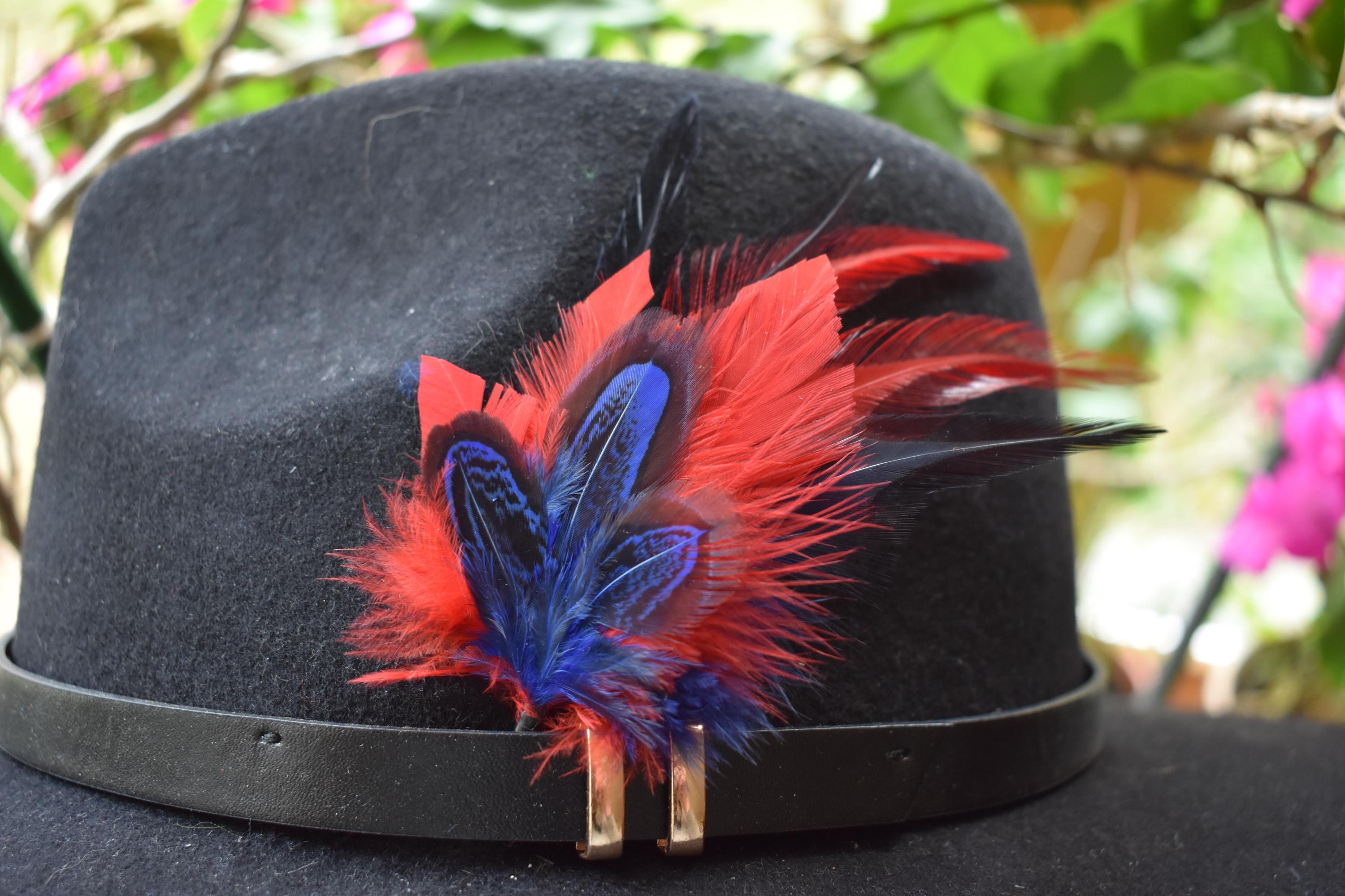 Beautiful Handmade in Mexico black hat with feathers Tuluminati Hats | BURNING MAN | Handmade Wool Hat with  main image 2