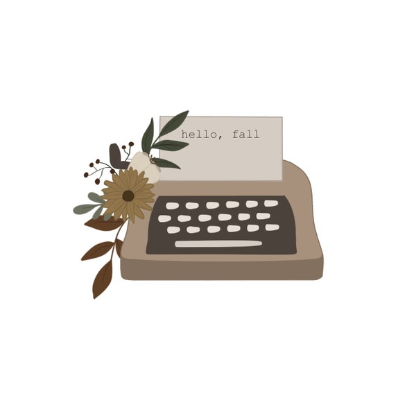 Floral Typewriter Fall Cookie Cutter