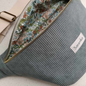 Sac banane velours côtelé,fabrication française,sac banane velours gris,