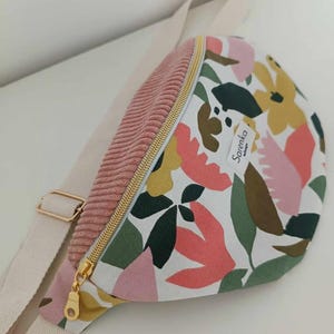 Sac Banane en toile de coton, colorée,fait main en France,sac banane rose poudre,
