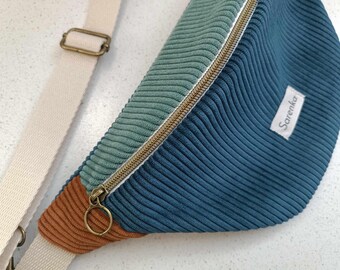 Corduroy fanny pack, French made, multicoloured fanny pack, mint velvet, ruby, navy blue, gift, men's fanny pack, Christmas gift