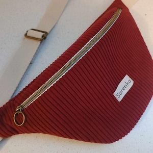 Sac banane velours côtelé ,bordeaux,coton japonaise,fabrication française,sac banane multicolore,