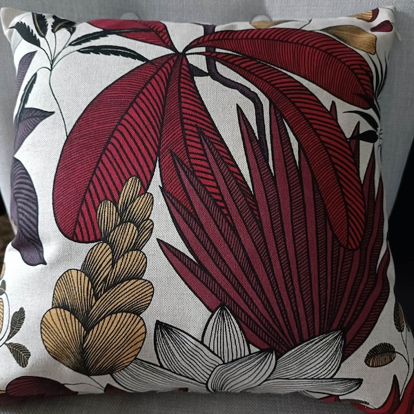 Housse de coussin design coloré,40x40cm, 30x50cm,motif jungle,palms, bordeaux, noir,beige, fermeture invisible,tropical