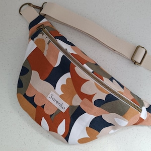 Abstract women&#39;s fanny pack, French made, cotton canvas fanny pack,