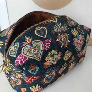 Sacred Heart Ex Voto toiletry bag, handmade in France, corduroy bag, maxi travel bag, future mom bag, baby bag