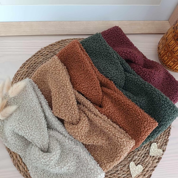 Personalisierbares Kunstpelz-Stirnband, handgefertigt in Frankreich, Teddy-Stirnband, warmes Winterstirnband
