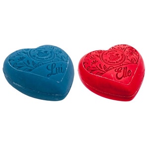 French Soap - Savon de Marseille Soap for Her and Him - Heart Shaped 100g