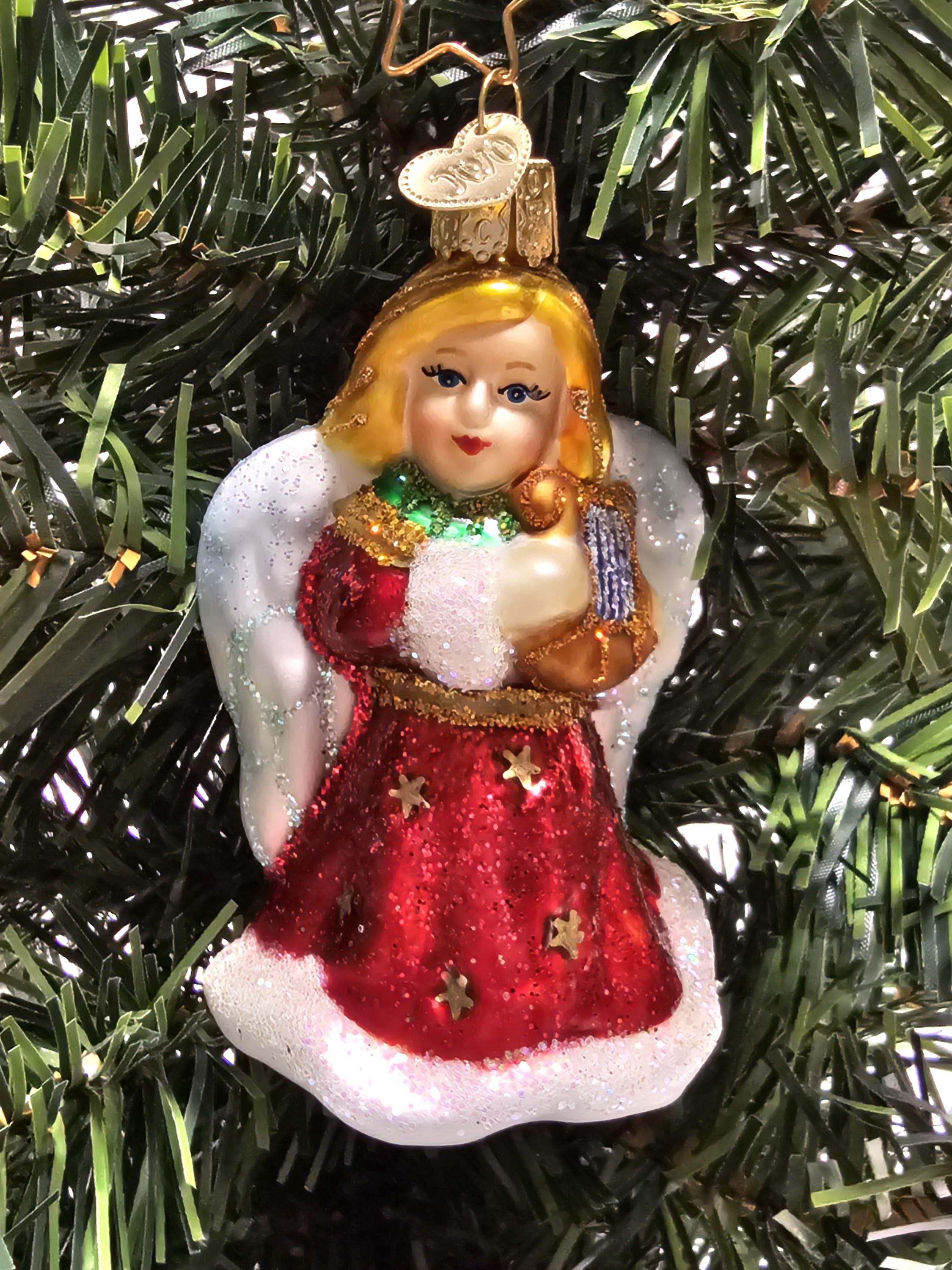 white christmas dresses Hand Felted Red Praying Holiday Angel Tree Topper main image 0
