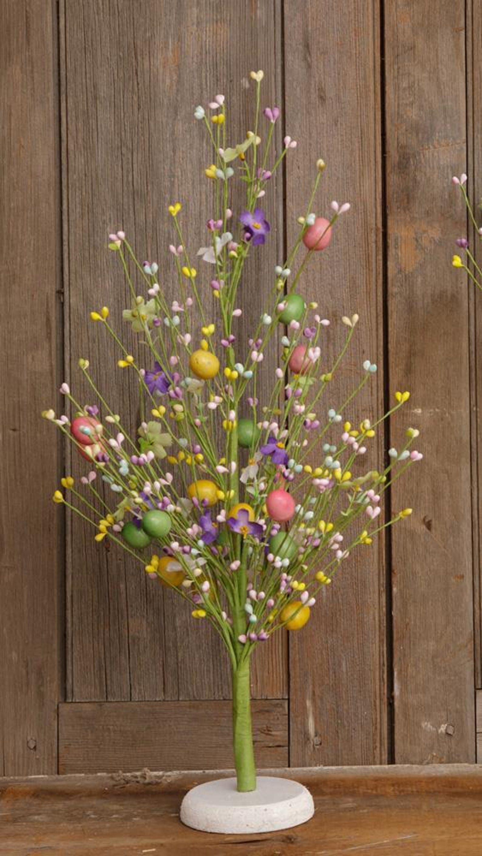 Handmade Spring-Easter Country Colorful Pastel Berries And Eggs Tree