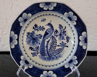デルフト青磁極楽鳥花皿（ロイヤルデルフト）（1923年）