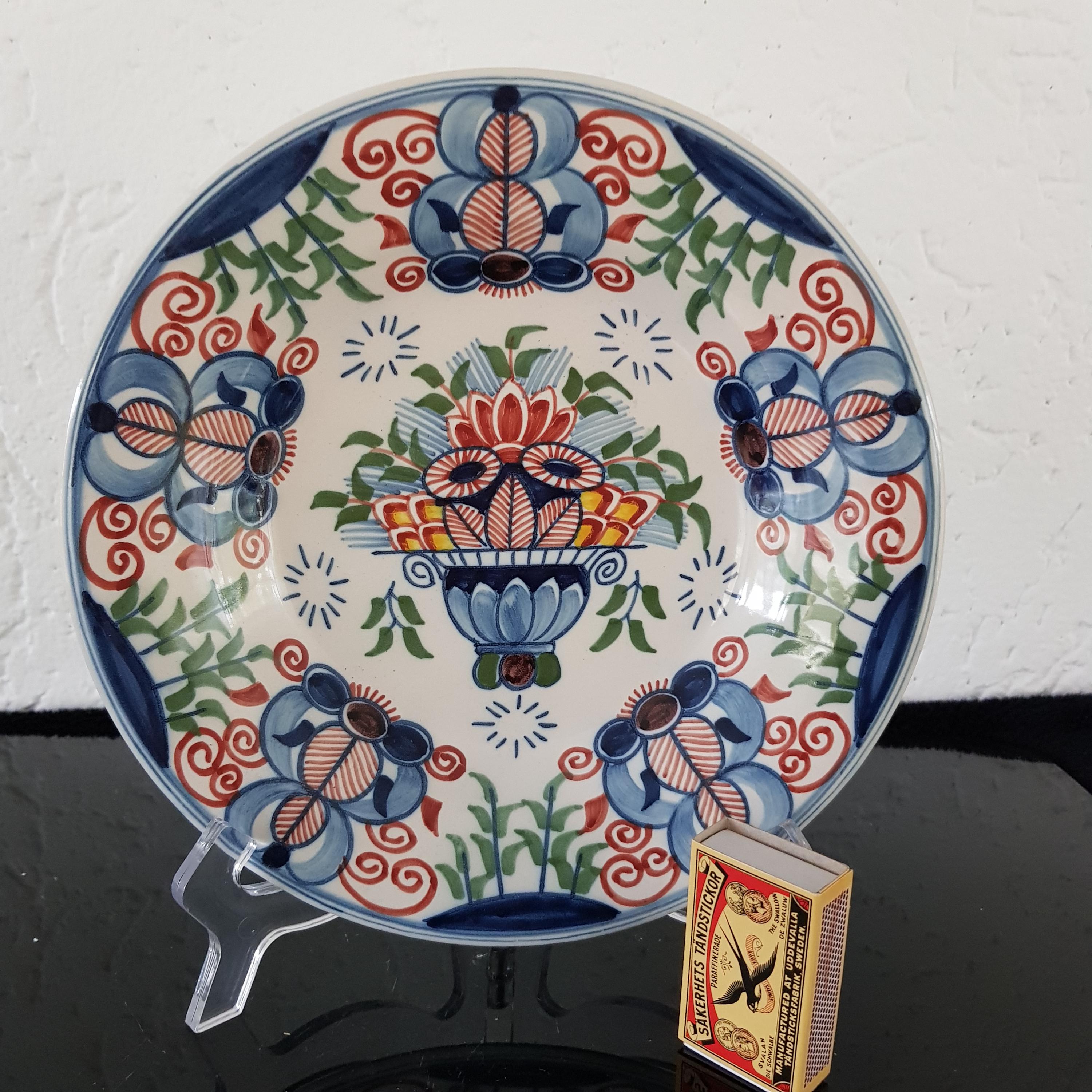 Royal Tichelaar Makkum Delft Polychrome Flower Basket 345 Wall