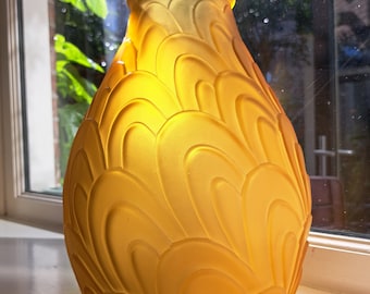 Art Deco Sars France frosted golden pressed/ moulded glass vase