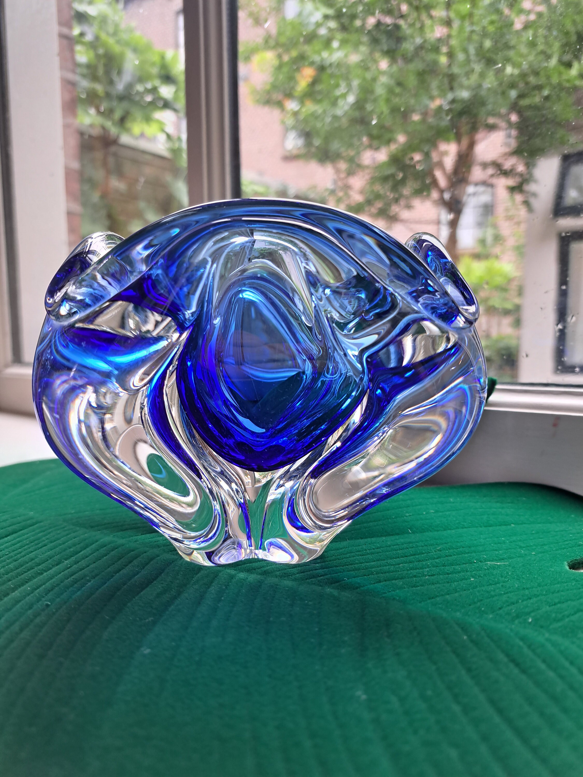 Italian Murano Vintage Blue Art Glass Bowl - Etsy