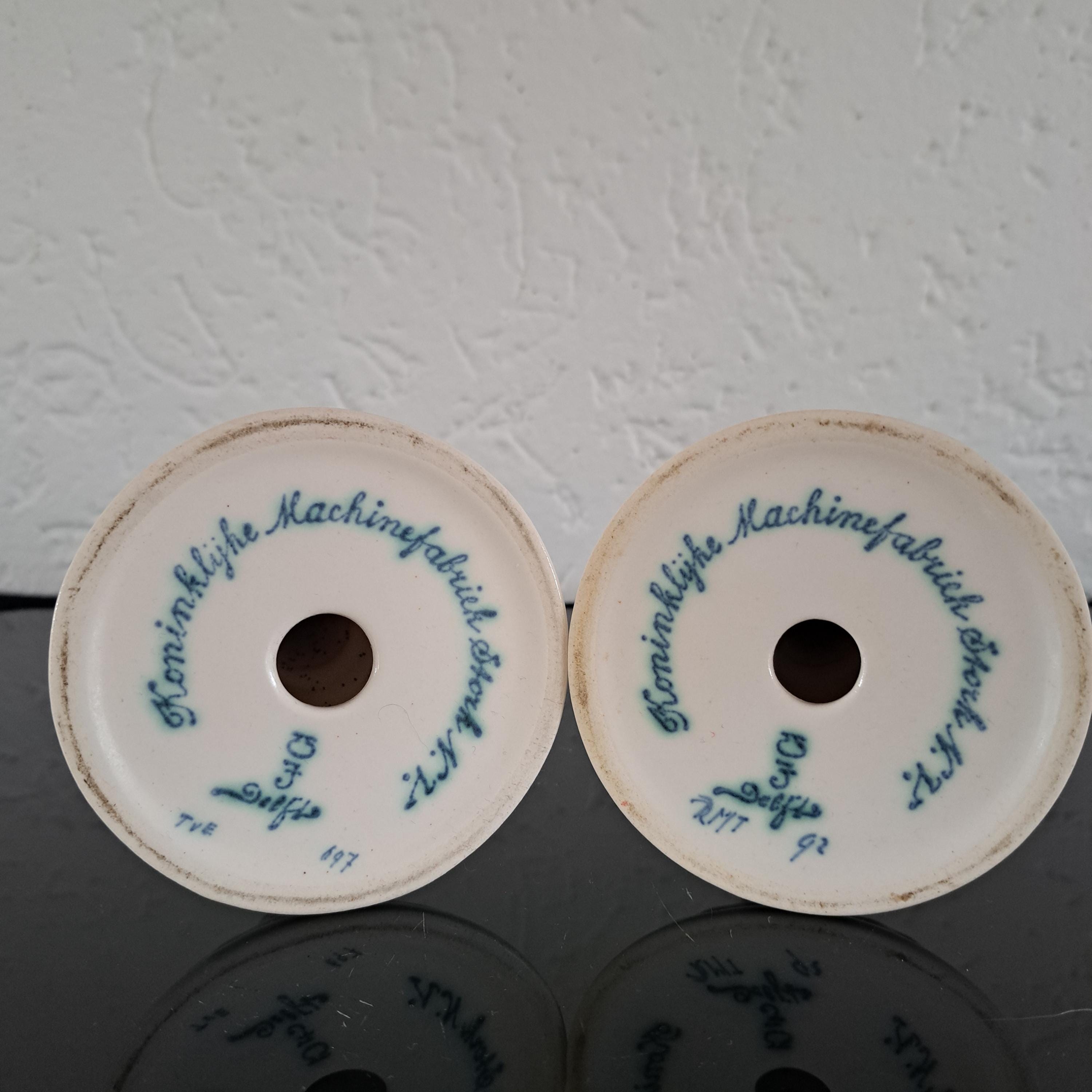 De Porceleyne Fles (royal Delft) Pair of Delvert Ridded Candle Sticks ...