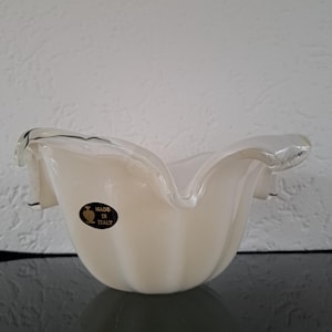 Large Italian Murano art glass white bowl - vase