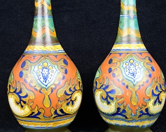 Paar Art Nouveau amphora vazen decor Rhodian van Plateelbakkerij Zuid-Holland