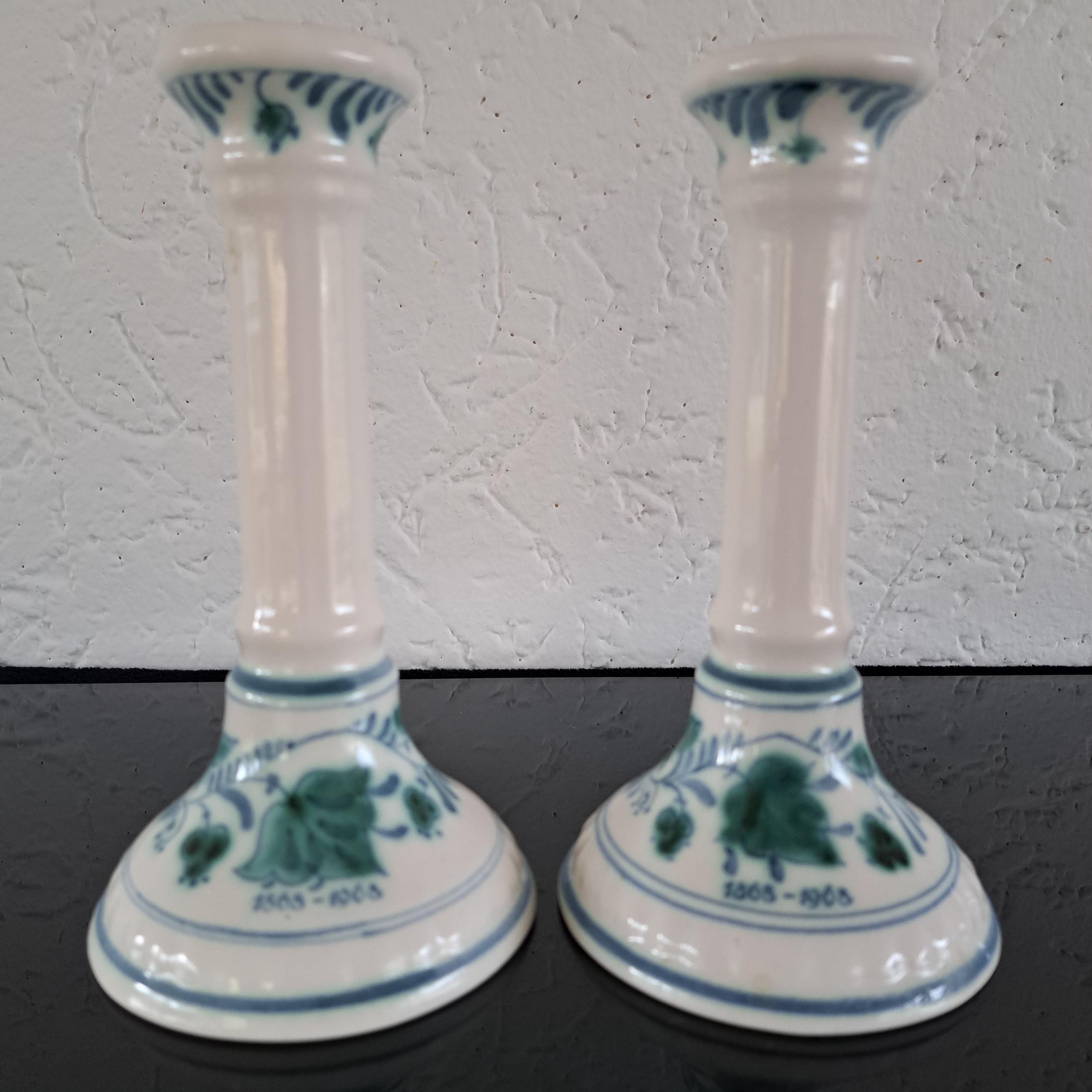 De Porceleyne Fles (royal Delft) Pair of Delvert Ridded Candle Sticks ...
