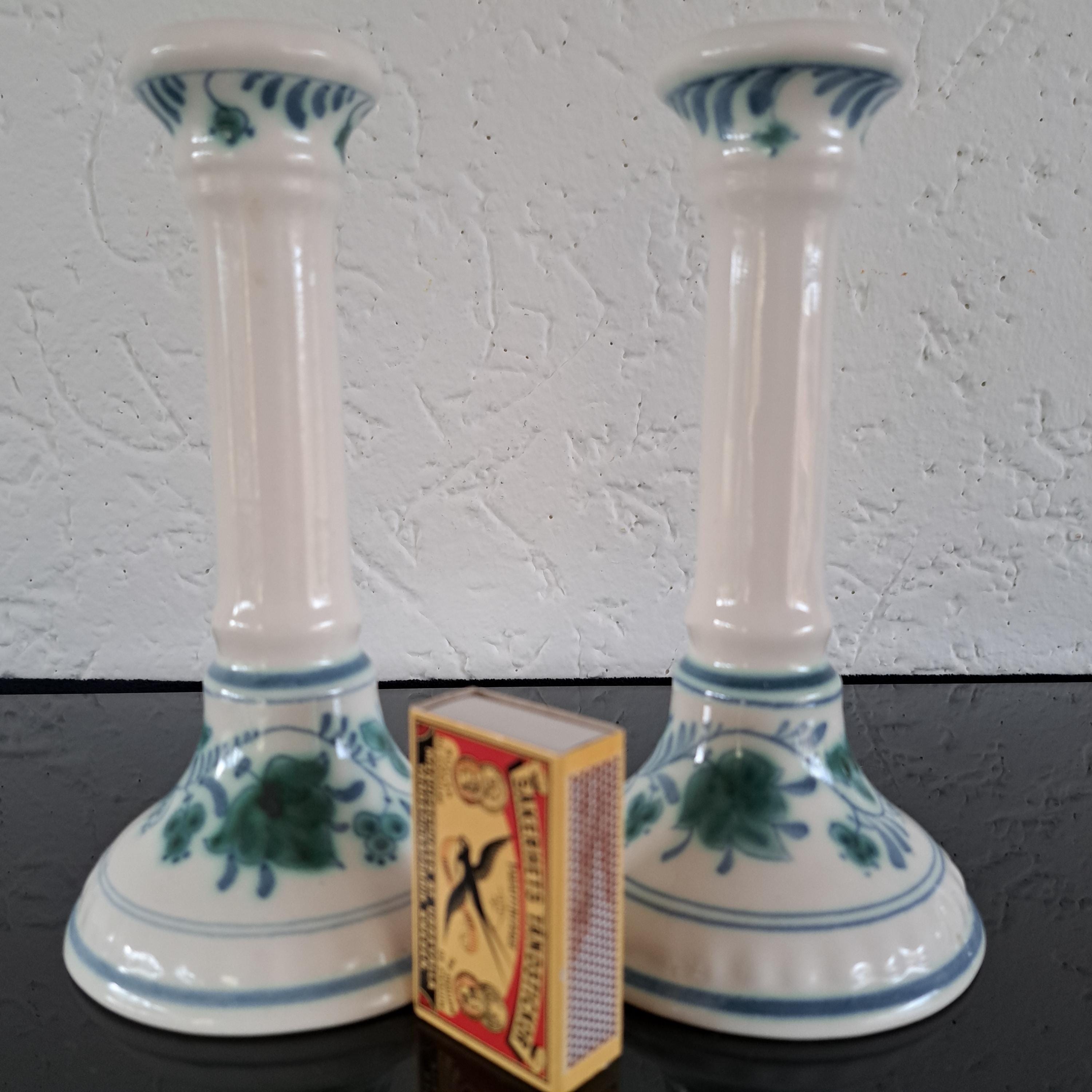 De Porceleyne Fles (royal Delft) Pair of Delvert Ridded Candle Sticks ...
