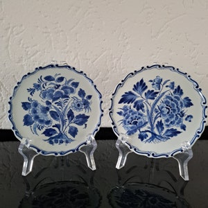 Set van 2 identieke De Porceleyne Fles (Royal Delft) Delfts blauwe ronde tegels (1969/1972)