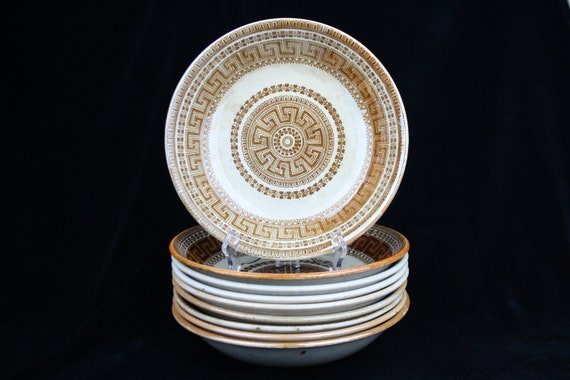 Set of 9 Vintage Japanese SS Crown/ Yamasho 'goudkust' Brown-creme