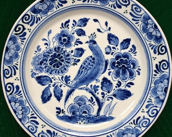 petite assiette bleu delft vintage décor oiseau paradis par Plateelbakkerij Ram Arnhem