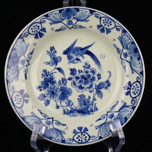 De Porceleyne Fles (Royal Delft) Delfts blauw bordje met paradijsvogel (1948)