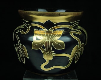 Bohemian Art Nouveau – Jugendstil purple-blue satin glass vase