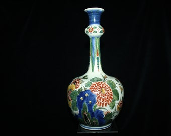 De Porceleyne Fles (Royal Delft) rare tall polychrome Delft bottle vase (1922)