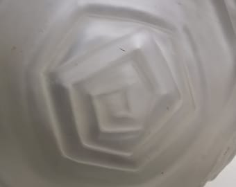 French Art Deco Carrilllo champagne frosted glass vase with embossed roses