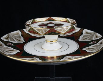 Art Nouveau Carl Friedrich Boseck & Co Austria - rare Alhambra gilt porcelain cake stand