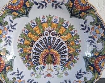 Altena Krooyenga Makkum Polychrome Delft Peacock Decor Wall Plate
