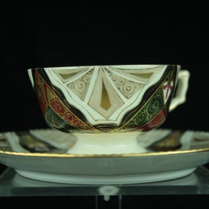 Art Nouveau Carl Friedrich Boseck & Co Austria - rare Alhambra gilded porcelain tea cup and saucer
