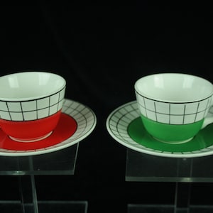 Set of two pair vintage Granit Rhomb Hungary sets of cups and saucers
