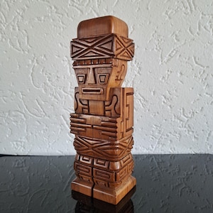 Vintage Peruvian Tiki wooden hand carved statue