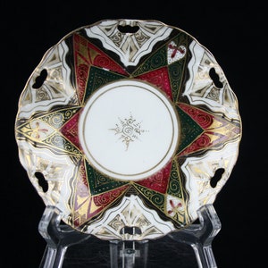 Art nouveau Carl Friedrich Boseck & Co Autriche - rare plat ajouré en porcelaine dorée de l'Alhambra