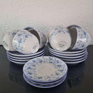 Vintage German Arzberg blue white 20-piece porcelain tableware set