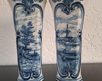 オランダデルフトのMAKKUMティゲラー花瓶のアンティークセットです