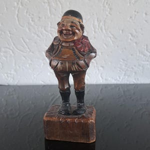 Antique Anri wooden Swiss hand carved Folk Art sculpture of a farmer