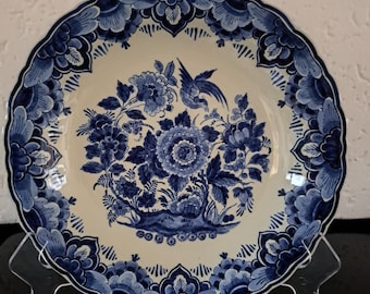 デ・ポルセレイン・フレス（ロイヤル・デルフト）デルフトブルーの極楽鳥の壁掛け皿（1958年）