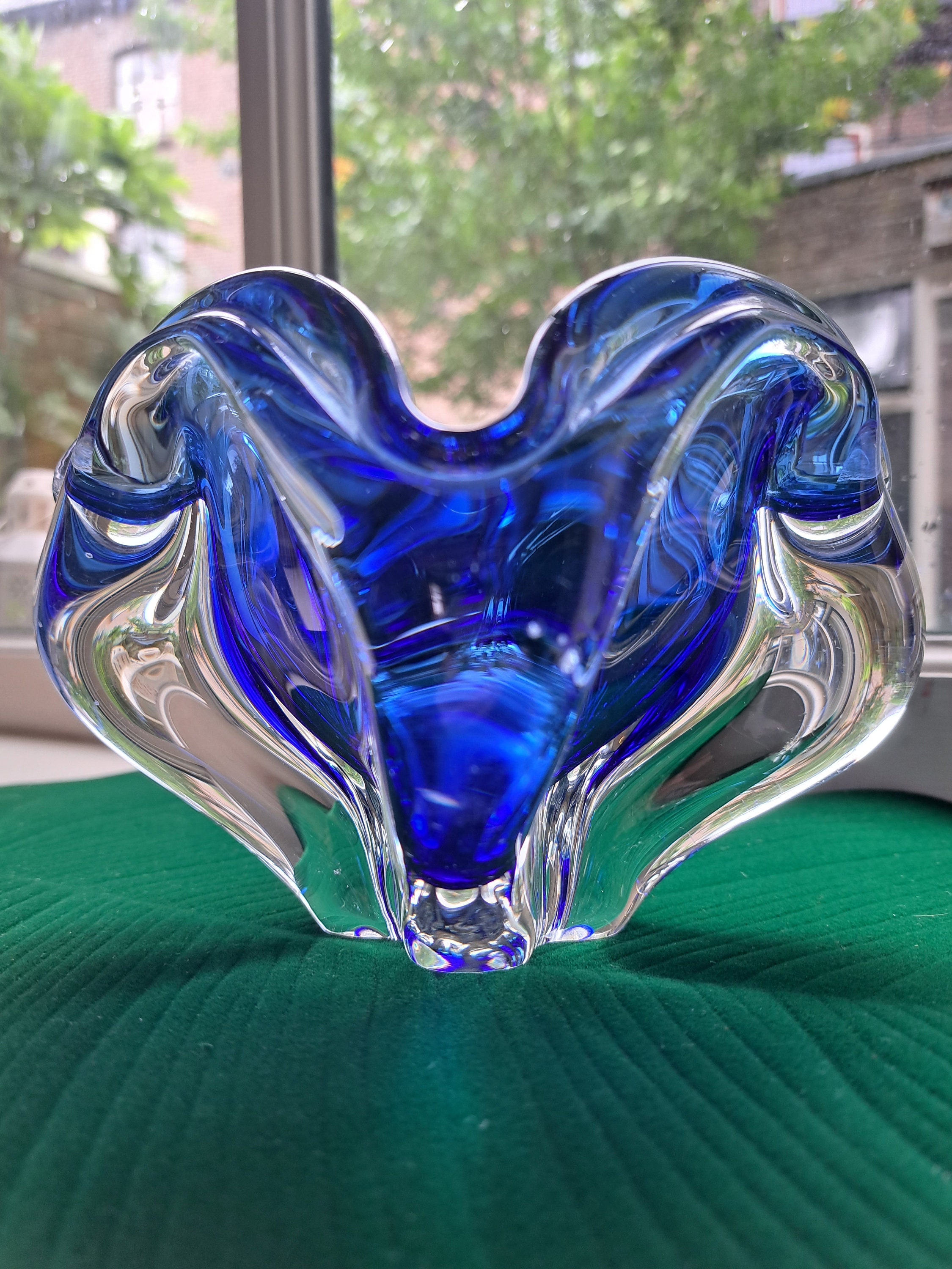 Italian Murano Vintage Blue Art Glass Bowl - Etsy