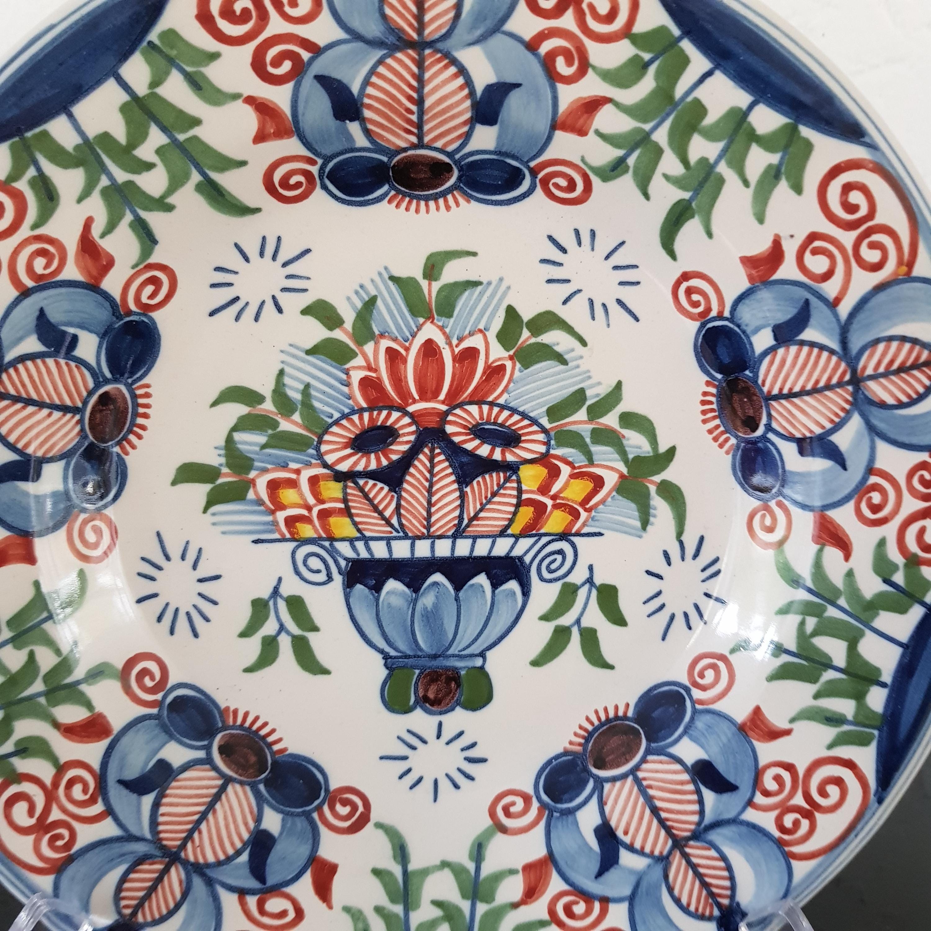 Royal Tichelaar Makkum Delft Polychrome Flower Basket 345 Wall