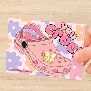 Carte de Saint-Valentin Croc imprimable, carte de Saint-Valentin Unique, découpe de la Saint-Valentin charme de chaussure, carte de Saint-Valentin vous Croc, Saint-Valentin de salle de classe, enfants,