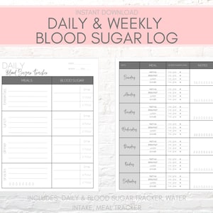 Gestational Diabetes Log | Weekly & Daily | INSTANT DOWNLOAD | Blood Sugar Tracker | Pregnancy Blood Glucose Tracker |